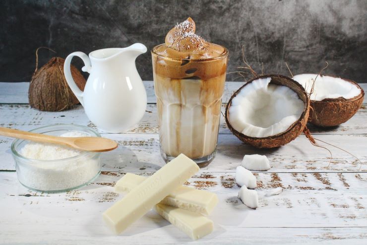 Coffee with milk and coconut